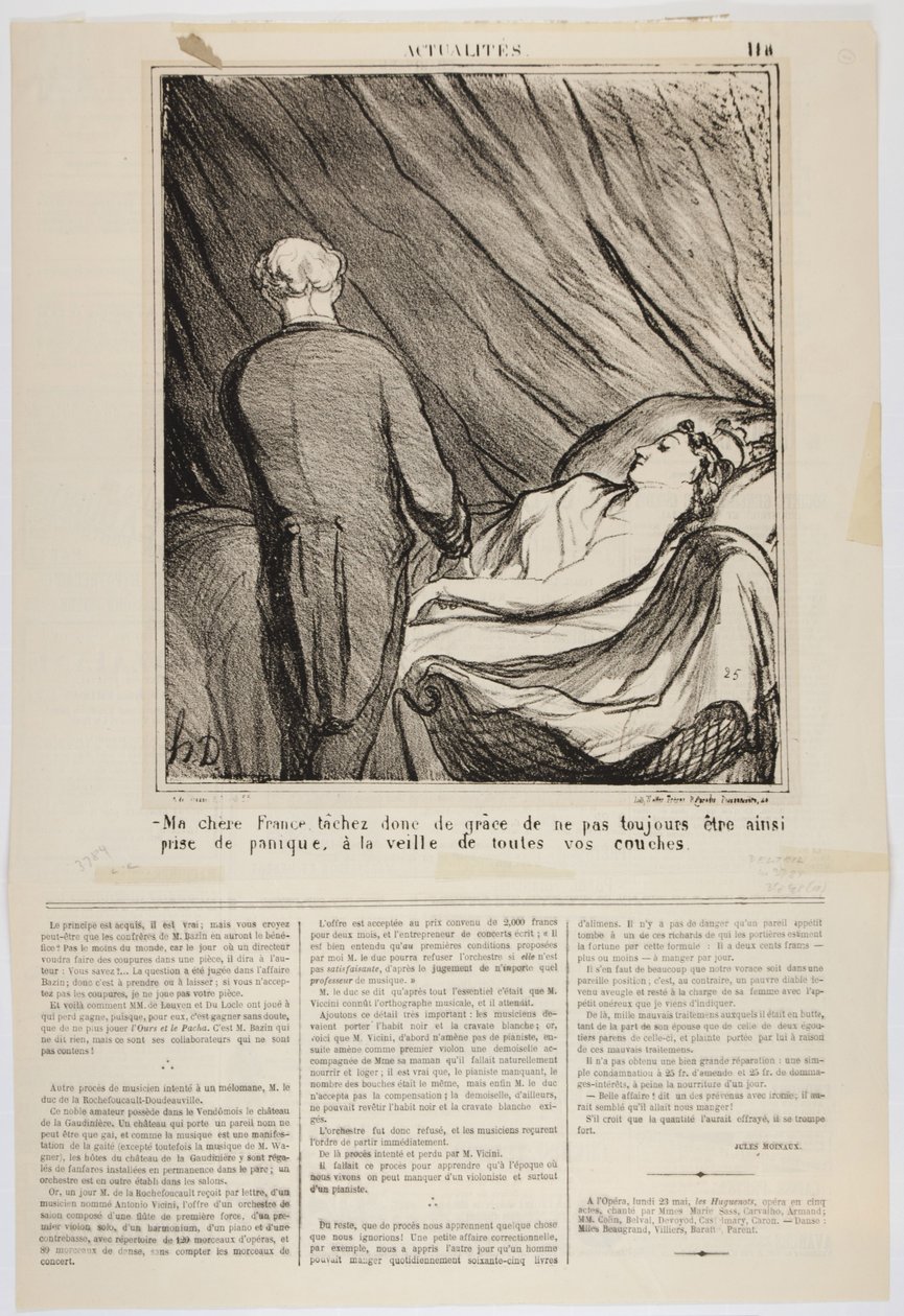 Kedves Franciaországom, próbálj meg kegyes lenni, hogy ne legyél mindig így pánikban, minden szülésed előestéjén, 1870 alkotó: Honoré Daumier