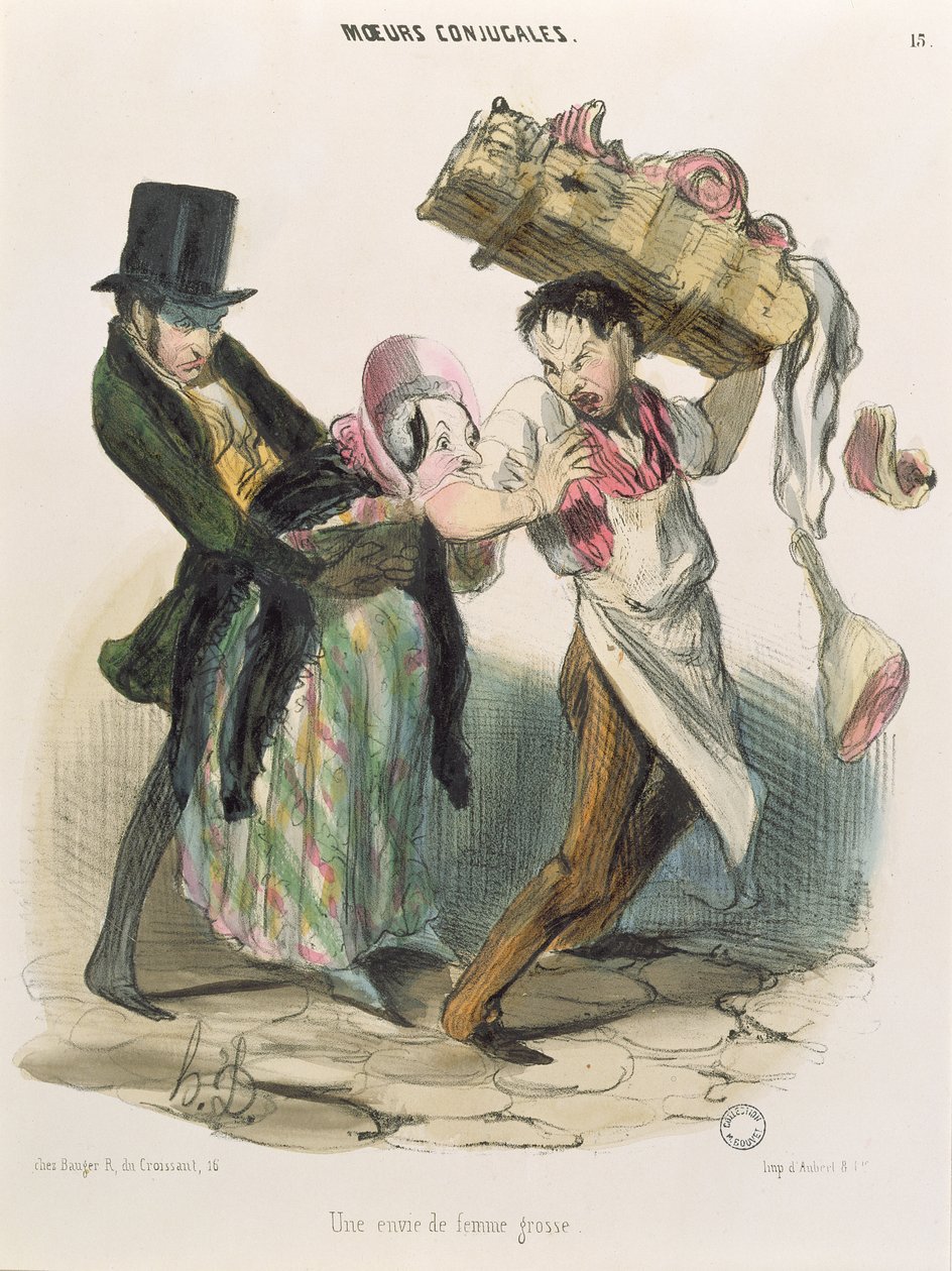 Terhes nő vágya: a mészáros, 19. század alkotó: Honoré Daumier