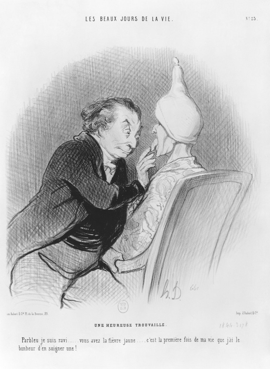 „Les beaux jours de la vie” sorozat, Boldog lelet, 23. tábla, illusztráció a „Le Charivari”-ból, 1844. szeptember 11. alkotó: Honoré Daumier