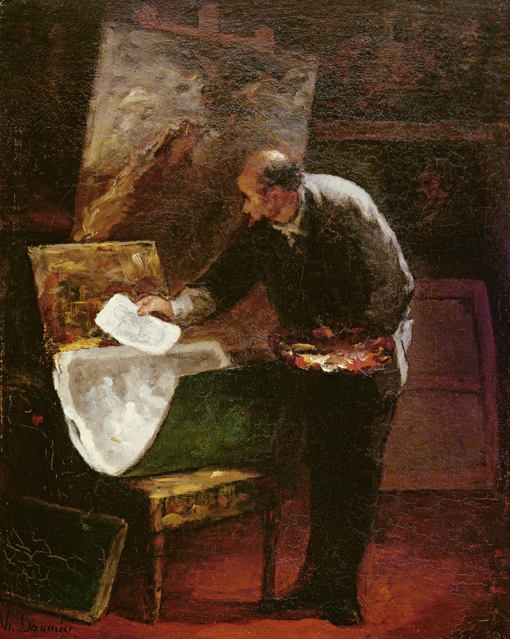 A művész a stúdiójában alkotó: Honoré Daumier