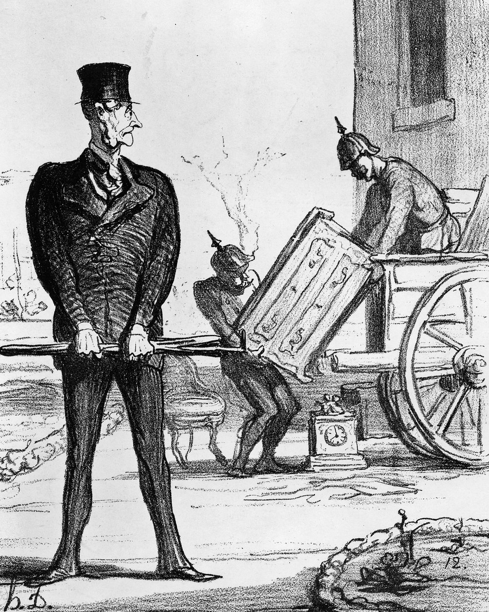 „The New Victory Chariot”, karikatúra a „Le Charivari”-ból, 1871. február 20. alkotó: Honoré Daumier