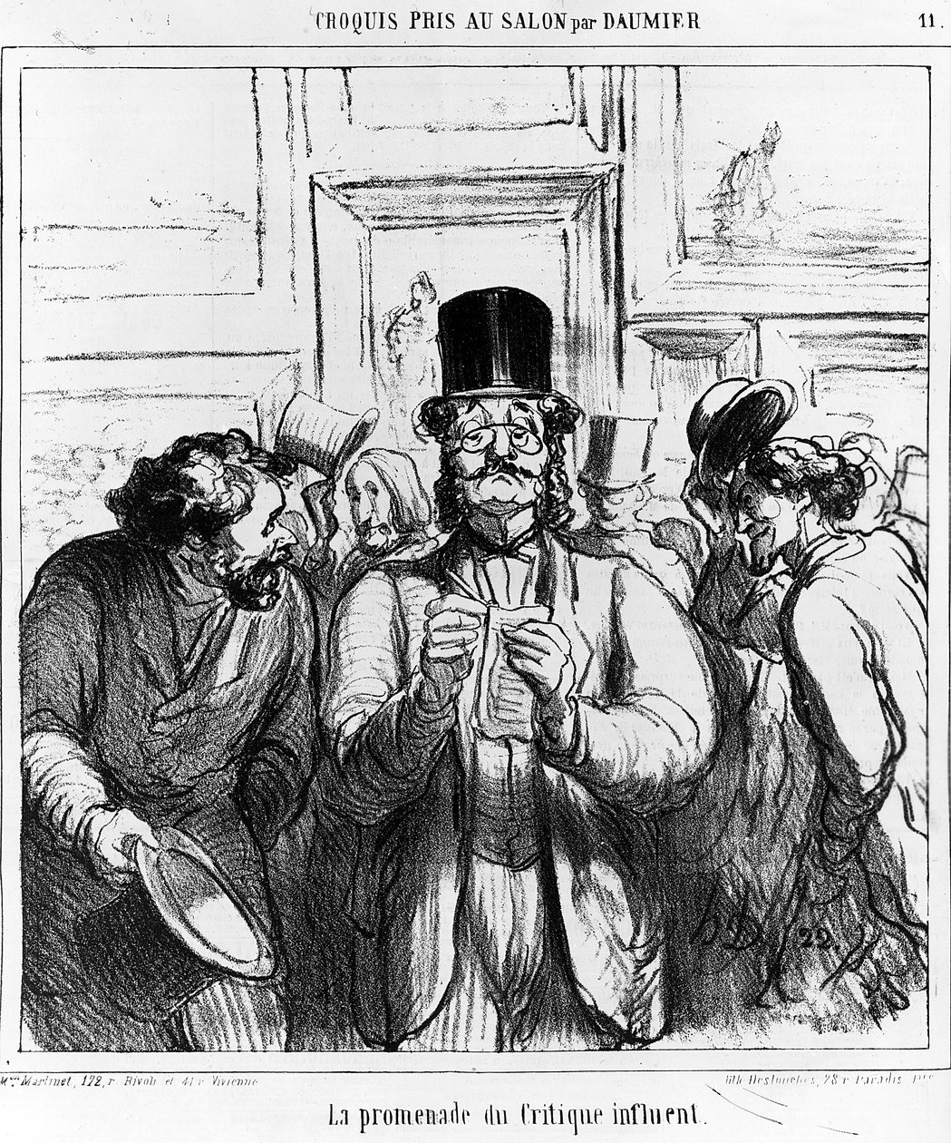 „The Promenade of the Influential Critic”, rajzfilm a „Charivari” magazinból, 1865. június 24. alkotó: Honoré Daumier