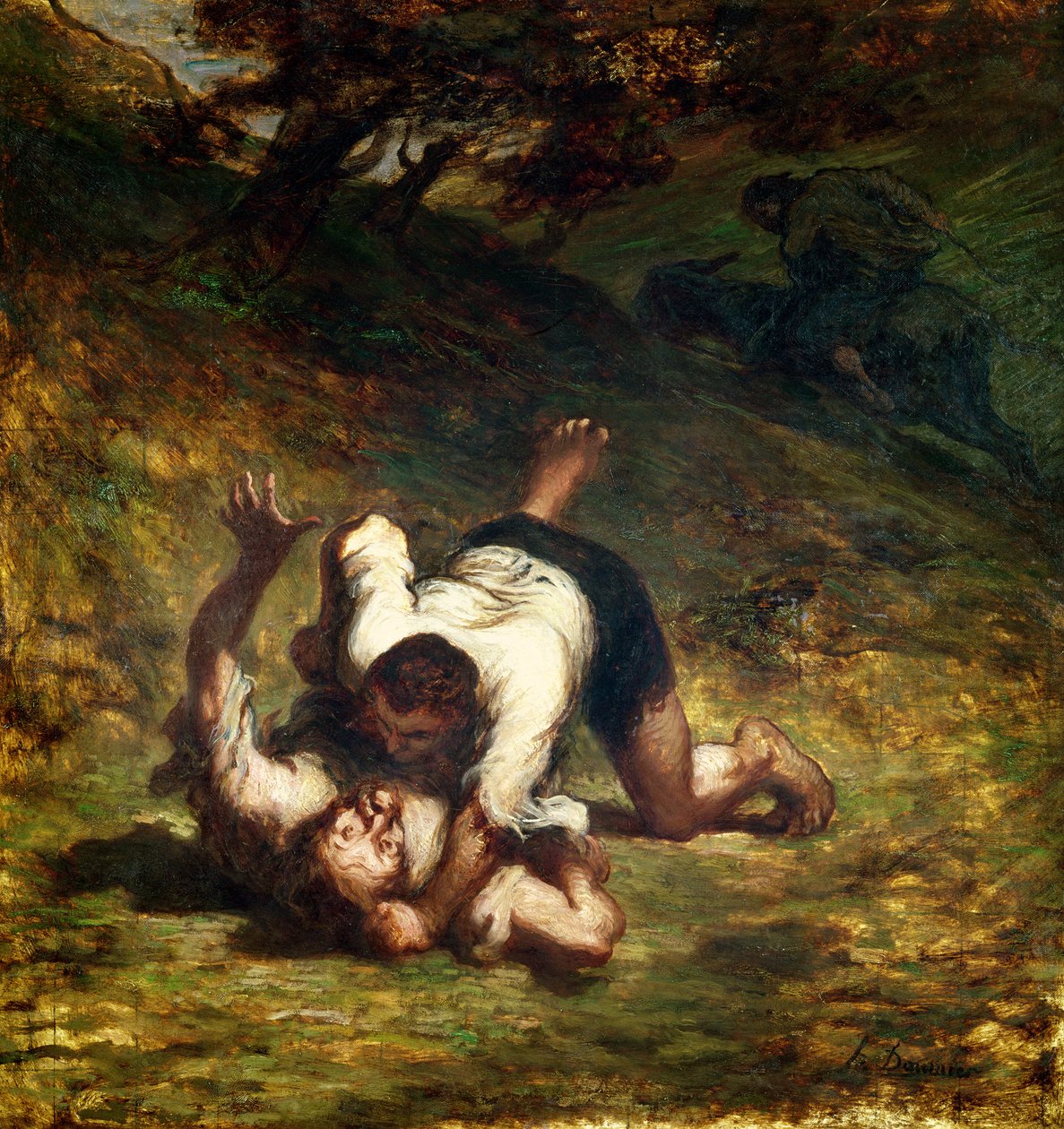 A tolvajok és a szamár, 1858-60 körül alkotó: Honoré Daumier