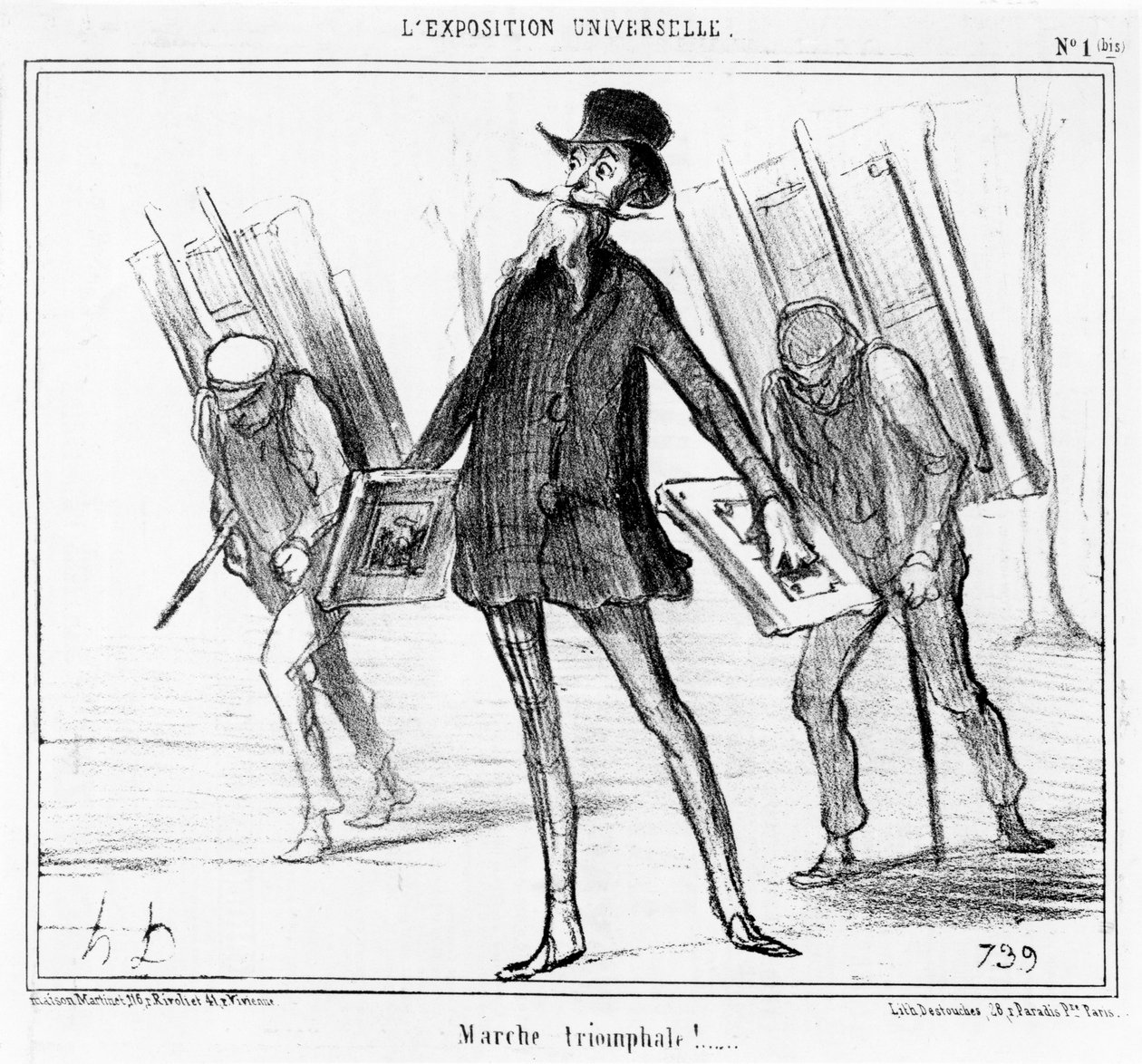 "A diadalmenet", karikatúra az "Exposition Universelle" sorozatból, megjelent a "Le Charivari" 1855. április 14-i számában (lásd még 741260). alkotó: Honoré Daumier