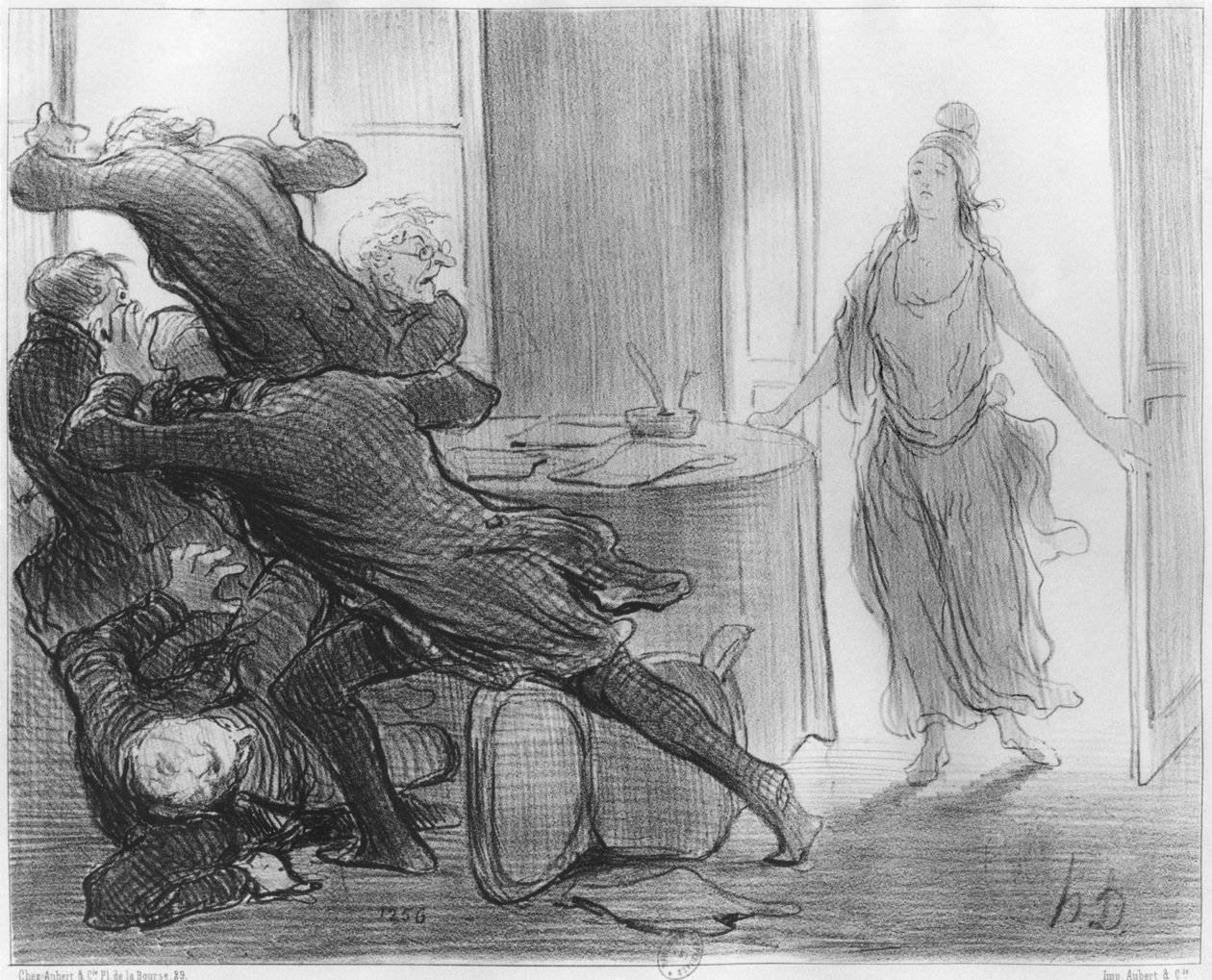 Az exminiszterek utolsó kabinetülése, illusztráció a „Le Charivari”-ból, 1848. március 9. alkotó: Honoré Daumier