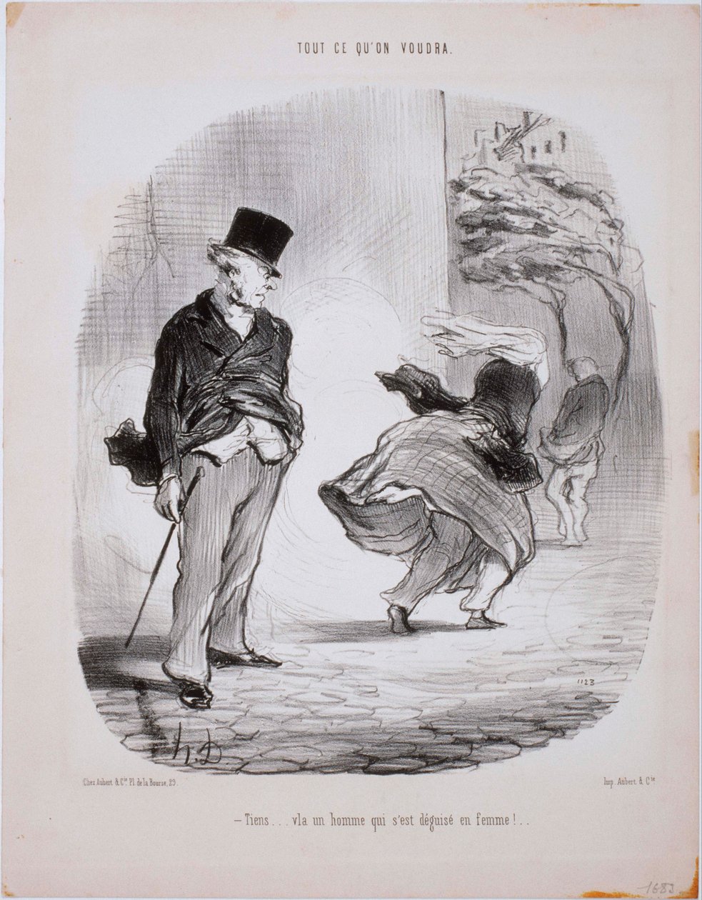Amit csak akarsz - Itt...Vla egy férfi, aki nőnek álcázta magát... alkotó: Honoré Daumier