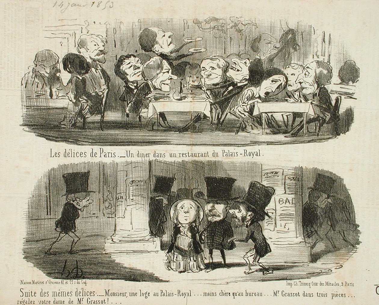 Vacsora a Palais-Royal étteremben; Ugyanazon élvezetek folytatása alkotó: Honoré Daumier