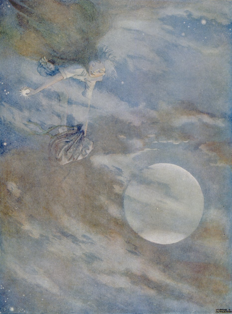 Le kell hoznom az összes csillagot, hogy lefényképezhessem őket, az „Ole-Luk-Oie” történetéből Hans Christian Andersen (1805-75) „Fairy Tales” című könyvének 1920-as kiadásában (akvarell papíron) alkotó: Honor Charlotte Appleton