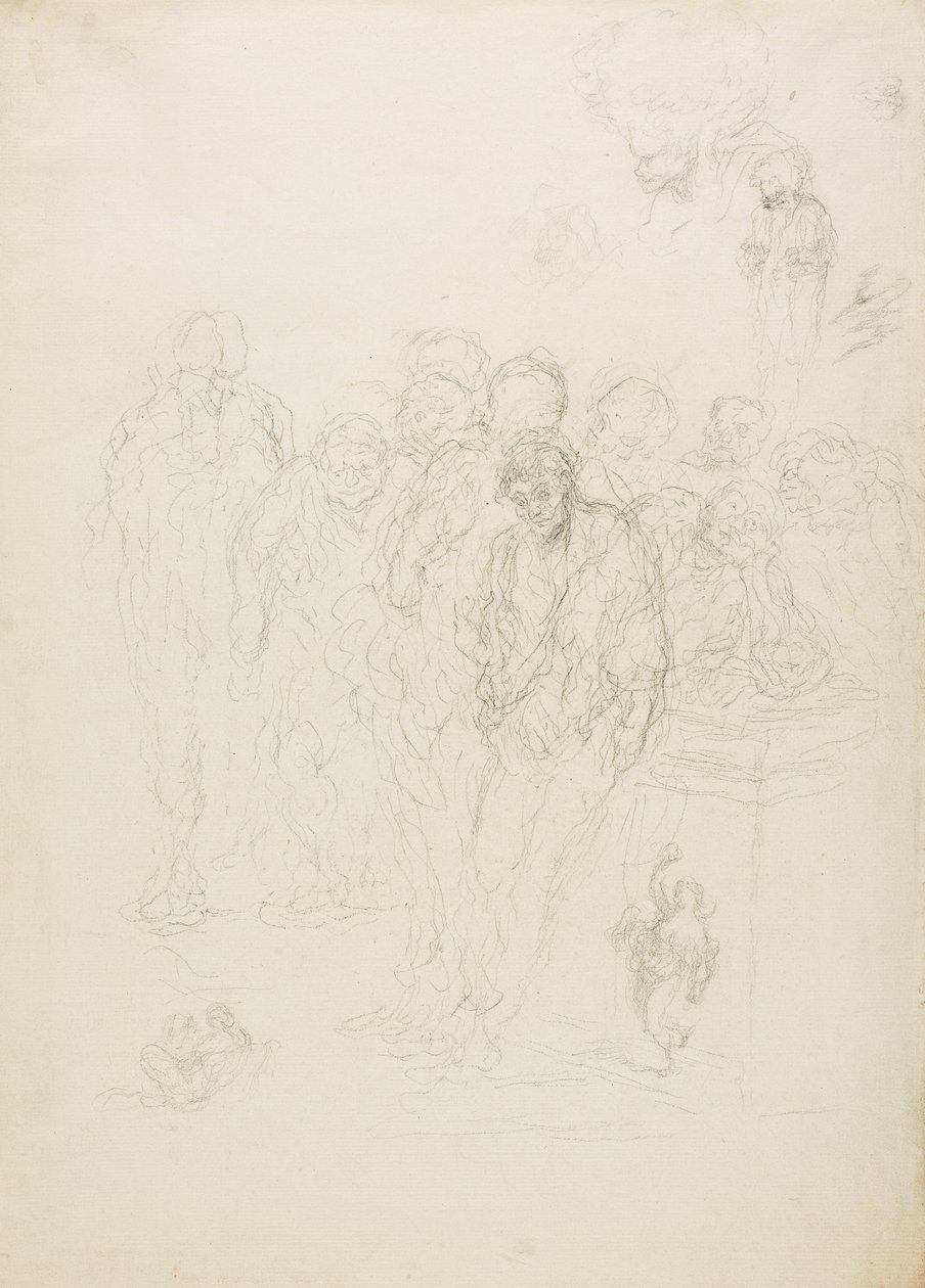 Férfiak csoportja és más vázlatok, 1857 alkotó: Honoré Daumier