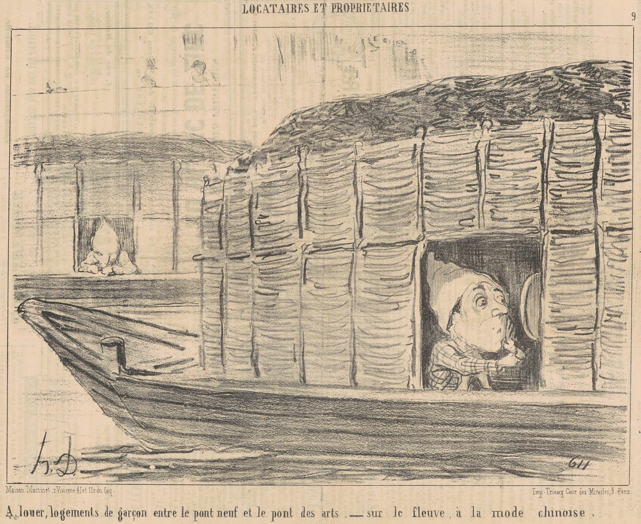 között kiadó fiú szállás... alkotó: Honoré Daumier