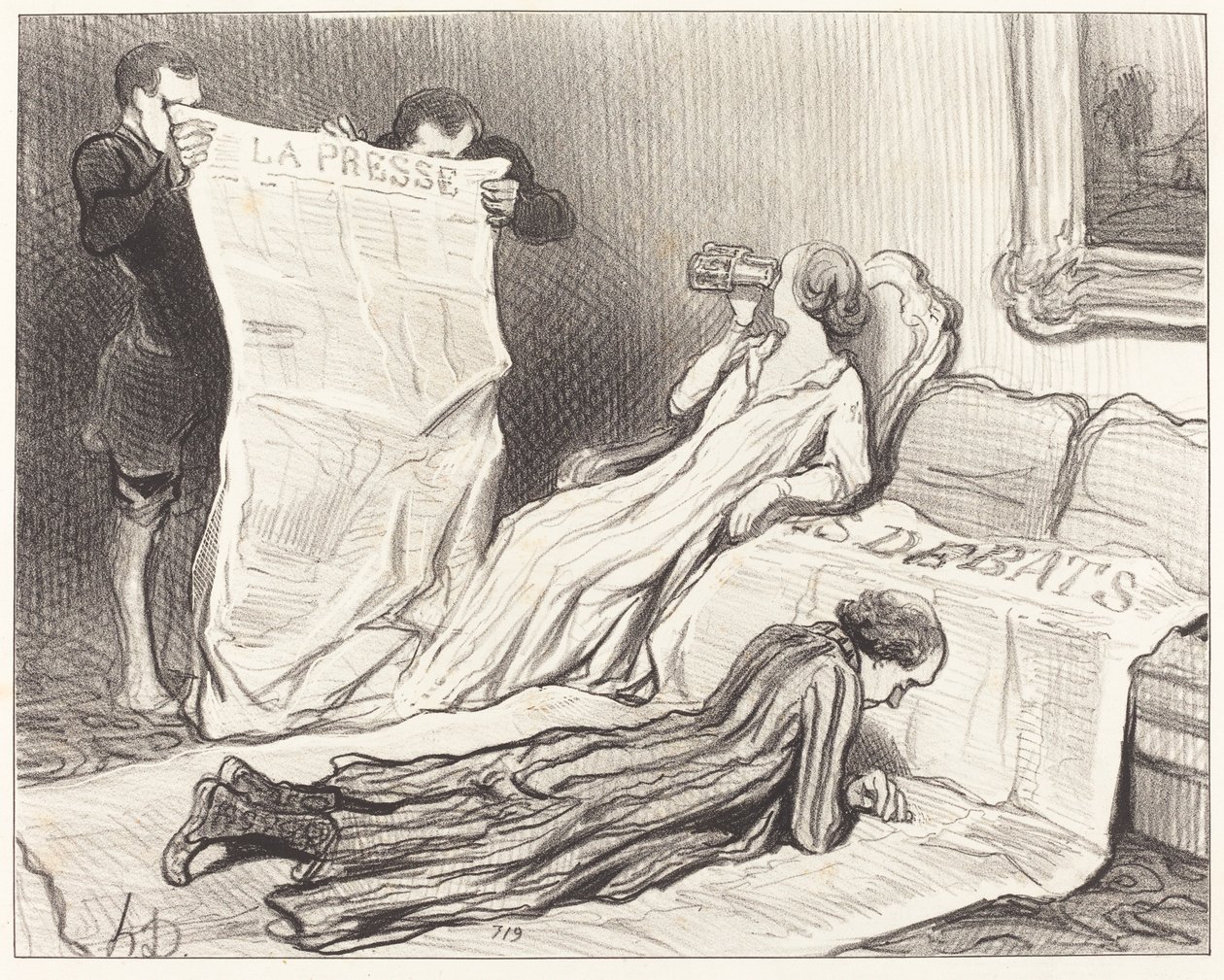 Az újságukat megkapó előfizetők... alkotó: Honoré Daumier