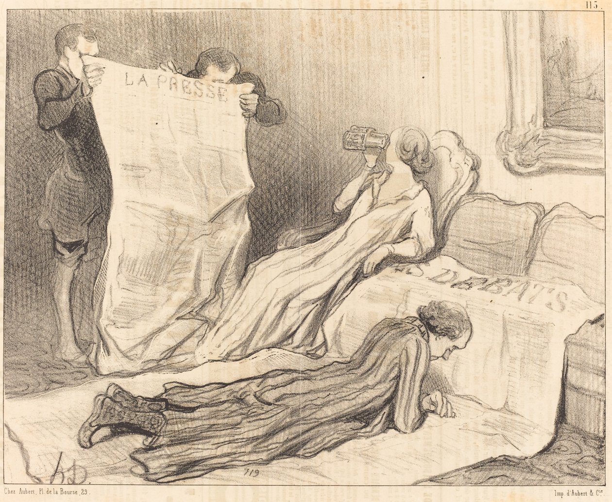 Az újságukat megkapó előfizetők... alkotó: Honoré Daumier