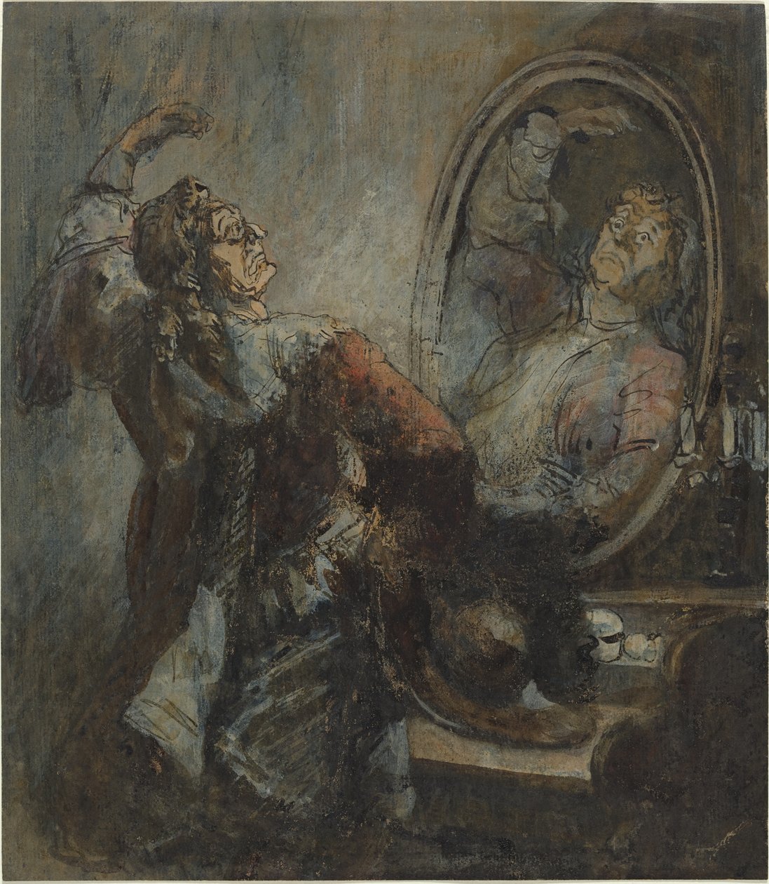 Színész pózol a tükör előtt alkotó: Honoré Daumier