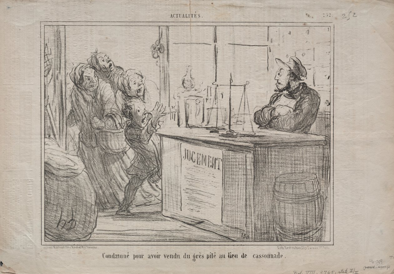 Aktualitások (252. sz.): Elítélték, amiért nedves barna cukor helyett egy rakás homokot adtak el alkotó: Honoré Daumier