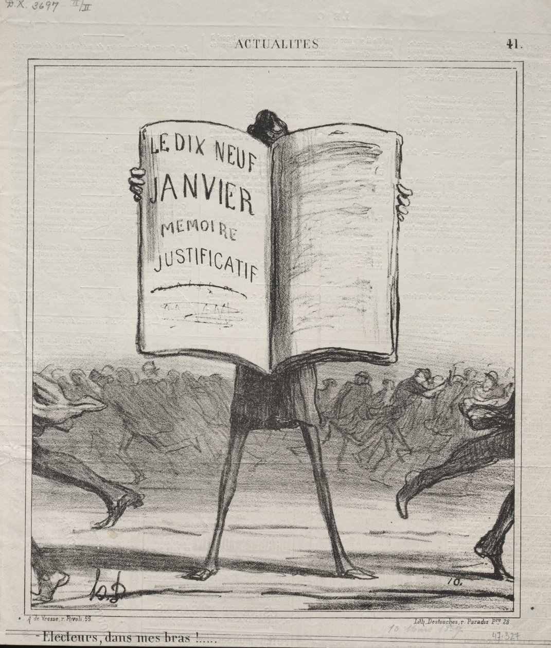 Aktualitások (41. sz.): Választók, a karomban!... alkotó: Honoré Daumier