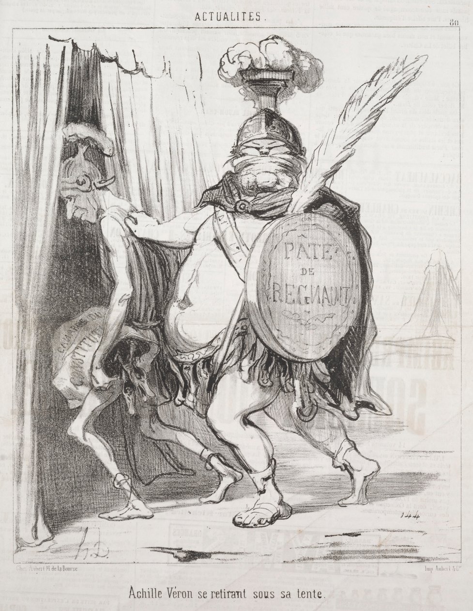 Aktualitások: Akhilleusz visszahúzódik sátrába, 1850. alkotó: Honoré Daumier