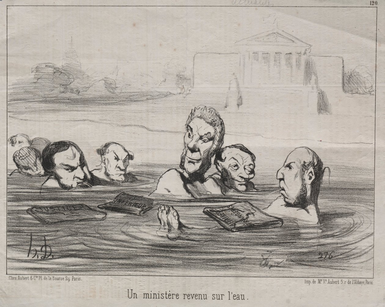 Aktualitások 120. szám: Egy miniszter visszatér a vízhez, 1851. alkotó: Honoré Daumier
