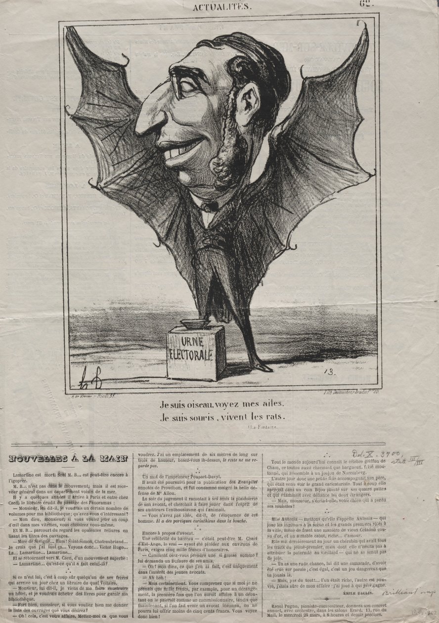 Aktualitások 62. sz.: Madár vagyok, lásd szárnyaimat.., 1869. alkotó: Honoré Daumier