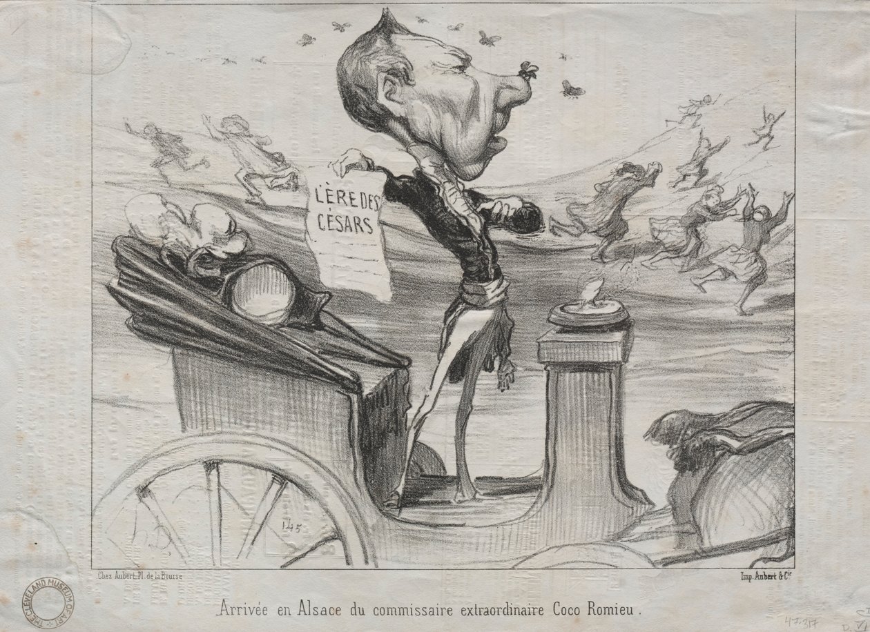 Aktualitások 81. sz.: Coco Romieu rendkívüli biztos érkezése Elzászba, 1850. alkotó: Honoré Daumier