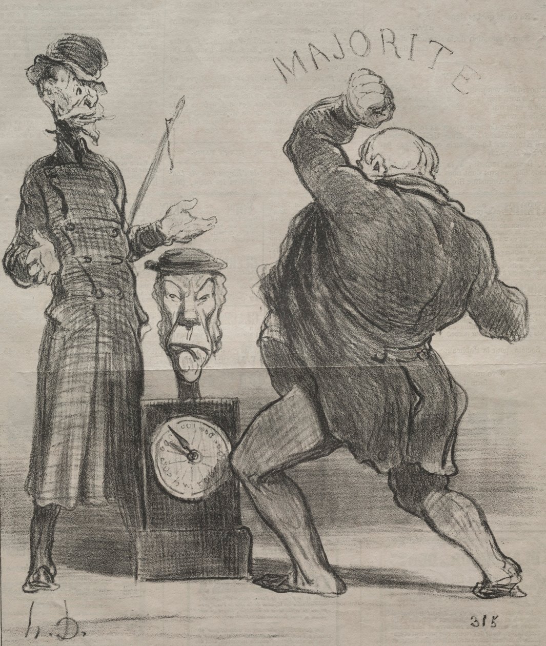 Aktualitások tábla 183: Erőpróbálkozás, 1851. alkotó: Honoré Daumier