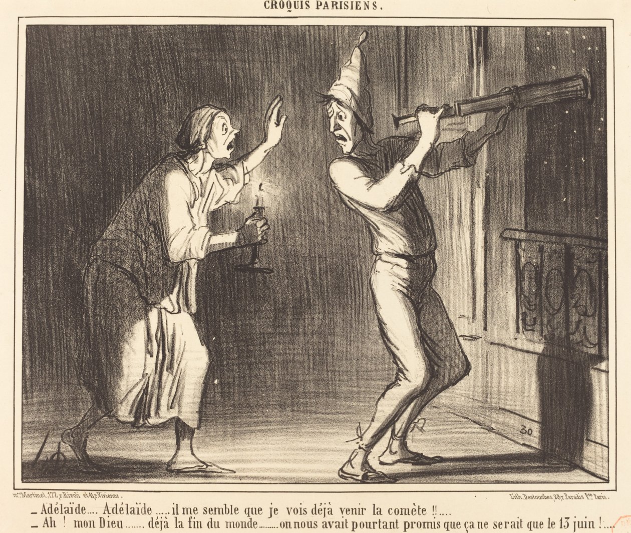 Adelaide...Adelaide...nekem úgy tűnik, hogy már látom jönni az üstököst!!... alkotó: Honoré Daumier