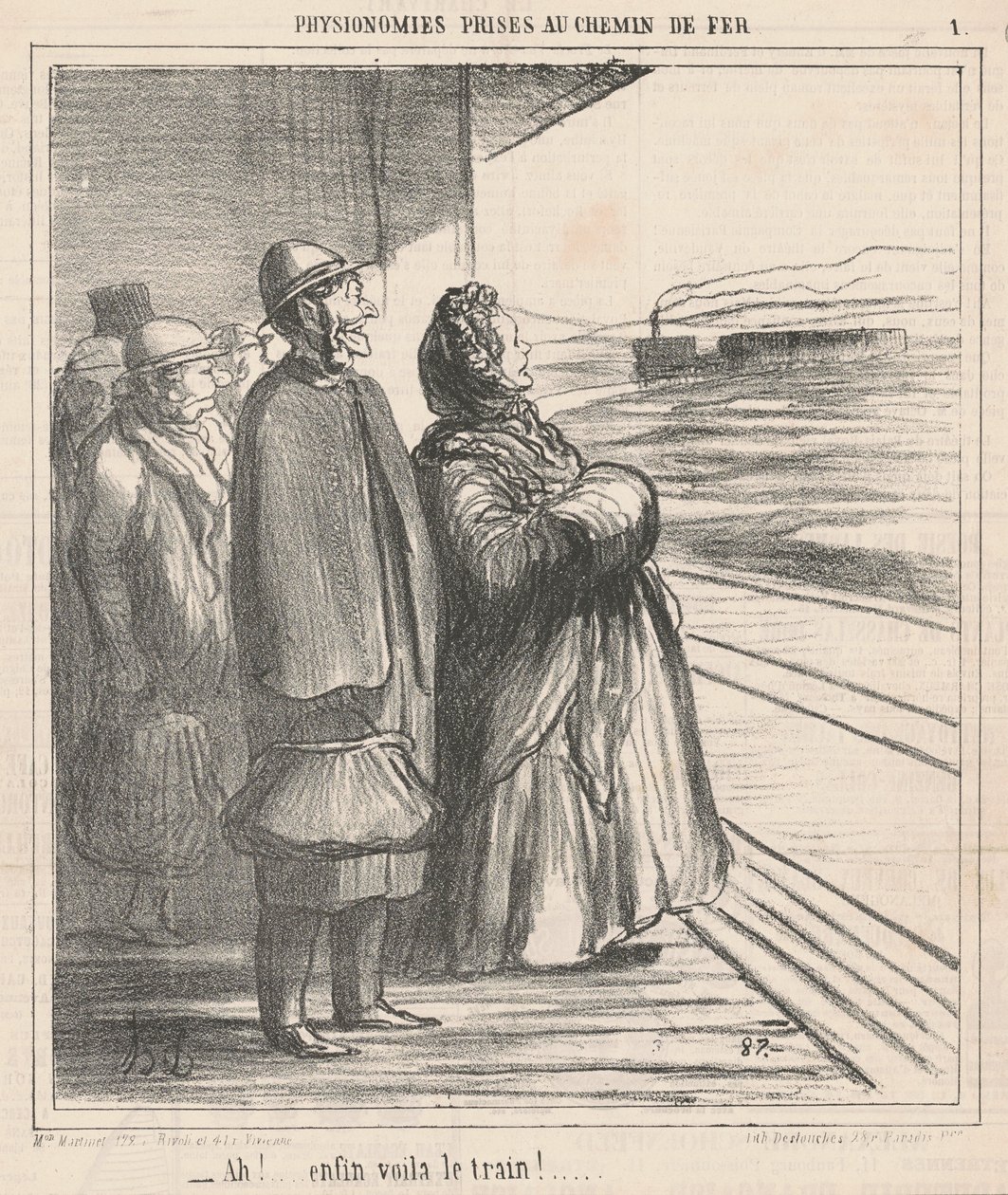 Ah! Végre itt a vonat! ... alkotó: Honoré Daumier