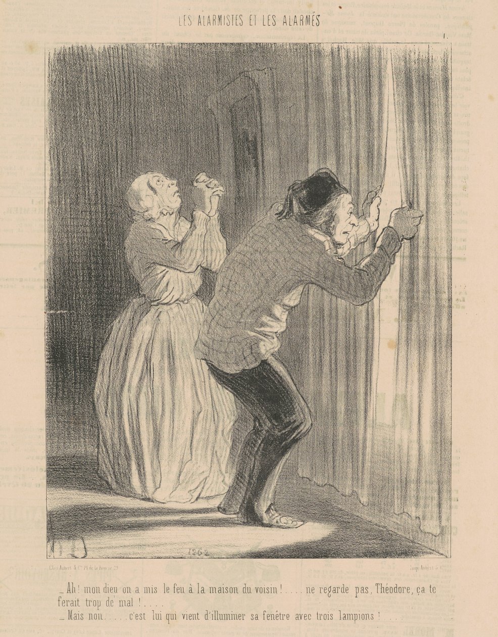 Ah! Istenem, felgyújtottuk a szomszéd házát... alkotó: Honoré Daumier
