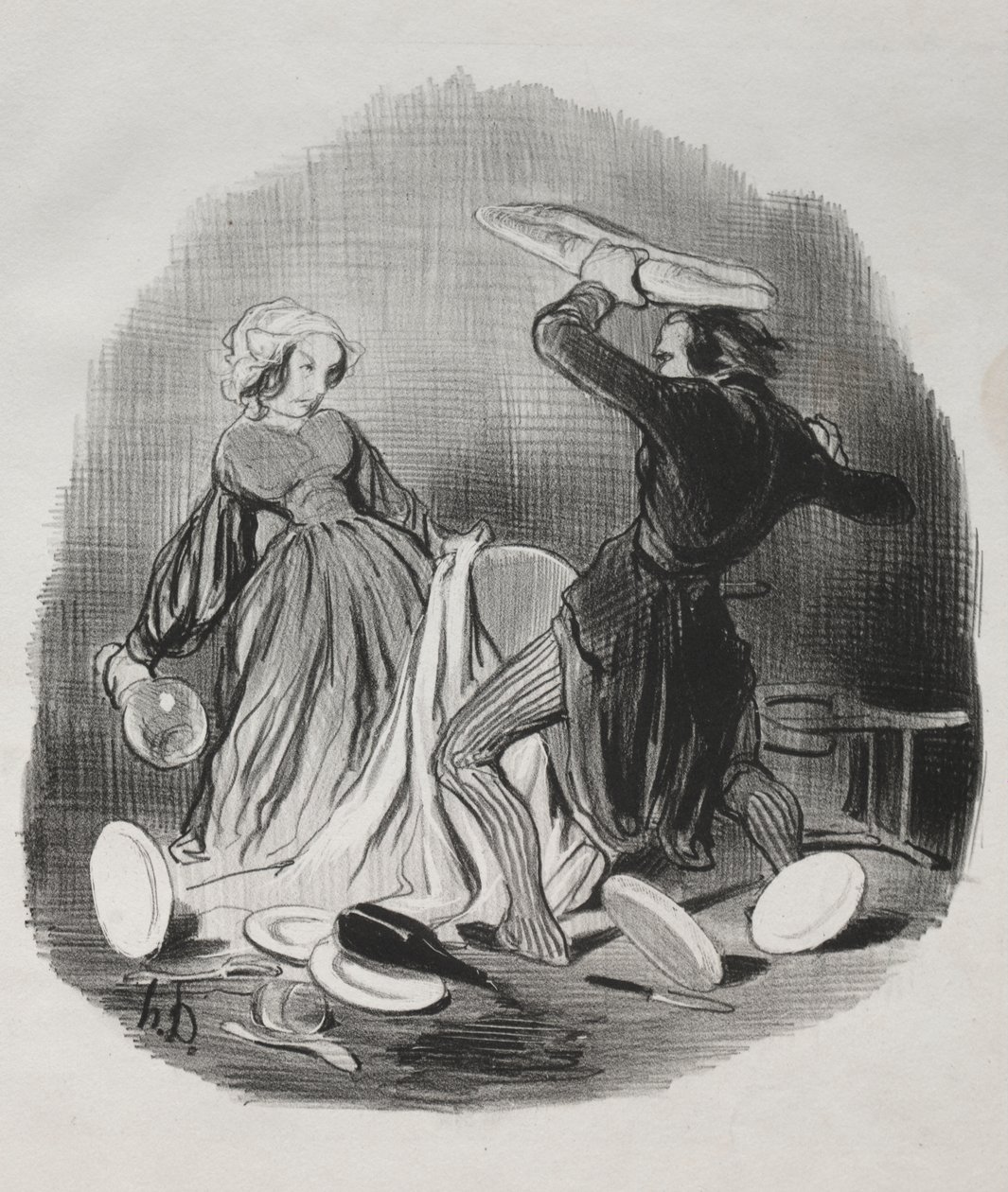 Ah! Azt hiszed, a feleséged nem lát eleget számodra, gazember. . . . alkotó: Honoré Daumier