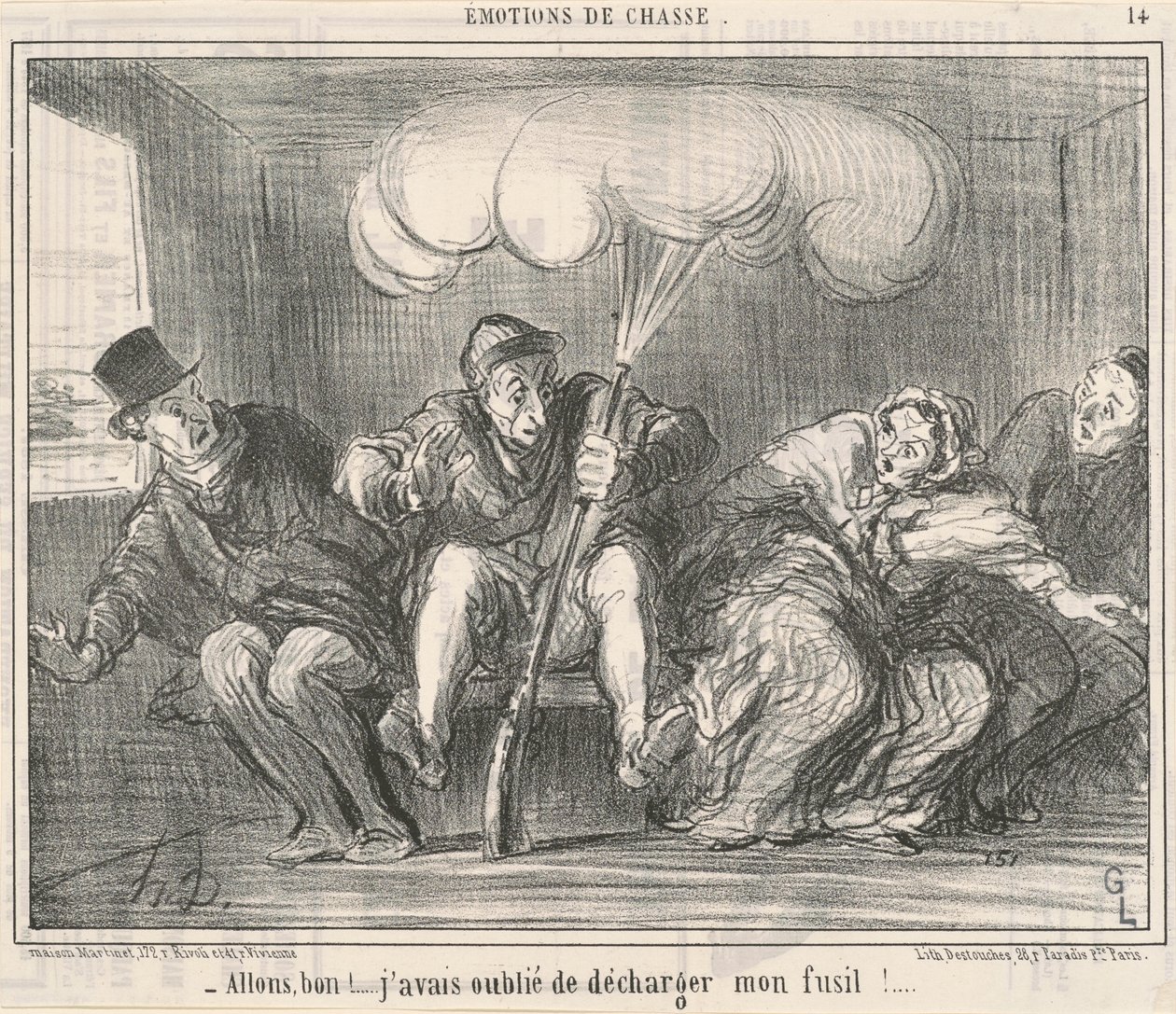 Hajrá Jó! Elfelejtettem kirakni a puskám! alkotó: Honoré Daumier