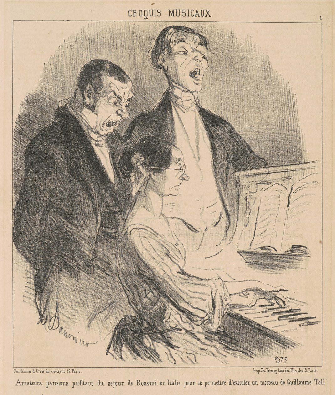 Rossini tartózkodását élvező párizsi amatőrök alkotó: Honoré Daumier