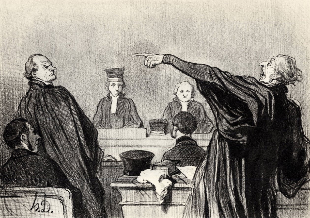 Egy ügyvéd, aki nyilvánvalóan teljesen meg van győződve... A Les gens de justice sorozatból, 1845 alkotó: Honoré Daumier