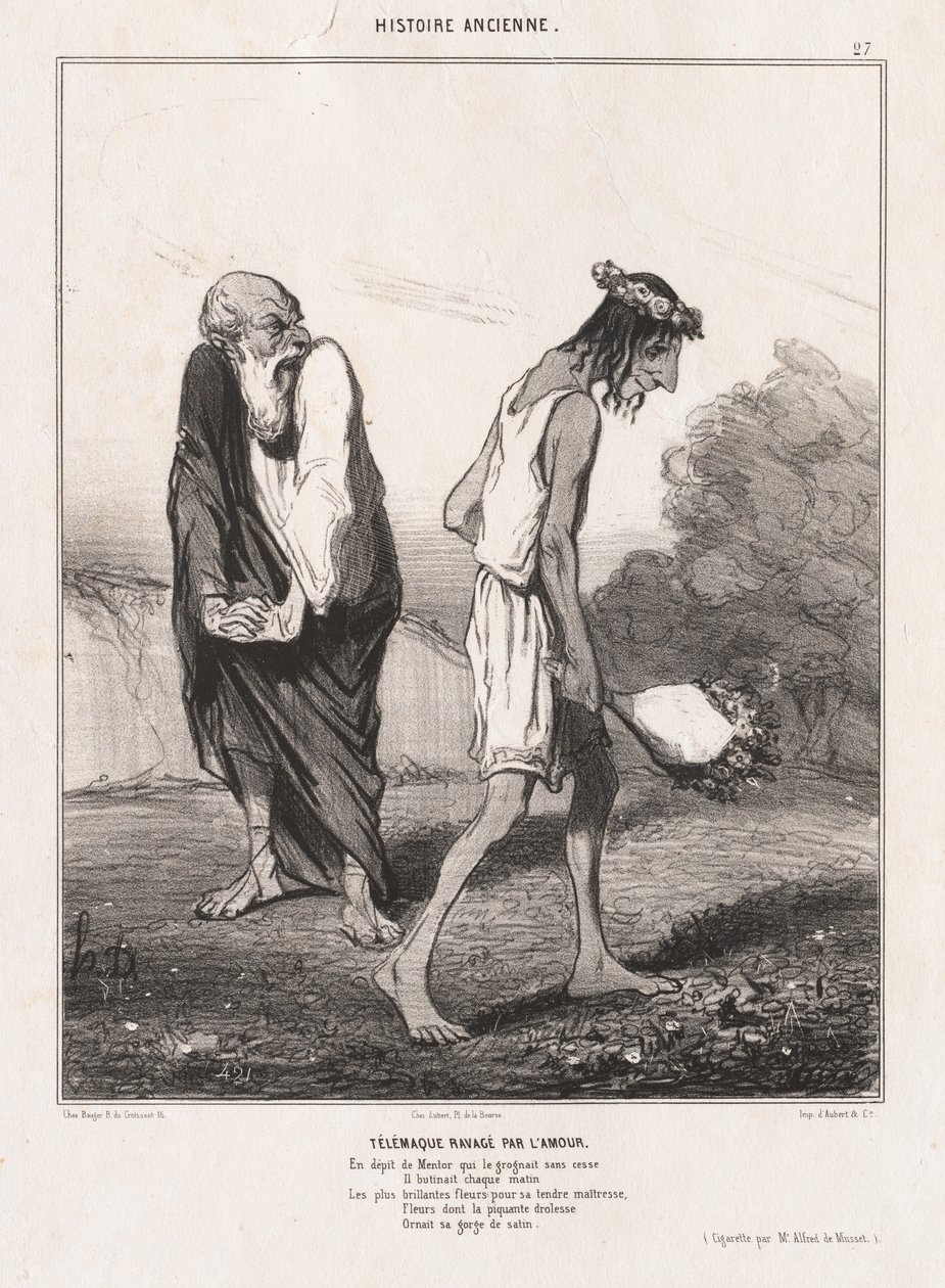Ókori történelem: Pl. 27, Telemachus, akit a szerelem pusztított..., 1842. alkotó: Honoré Daumier
