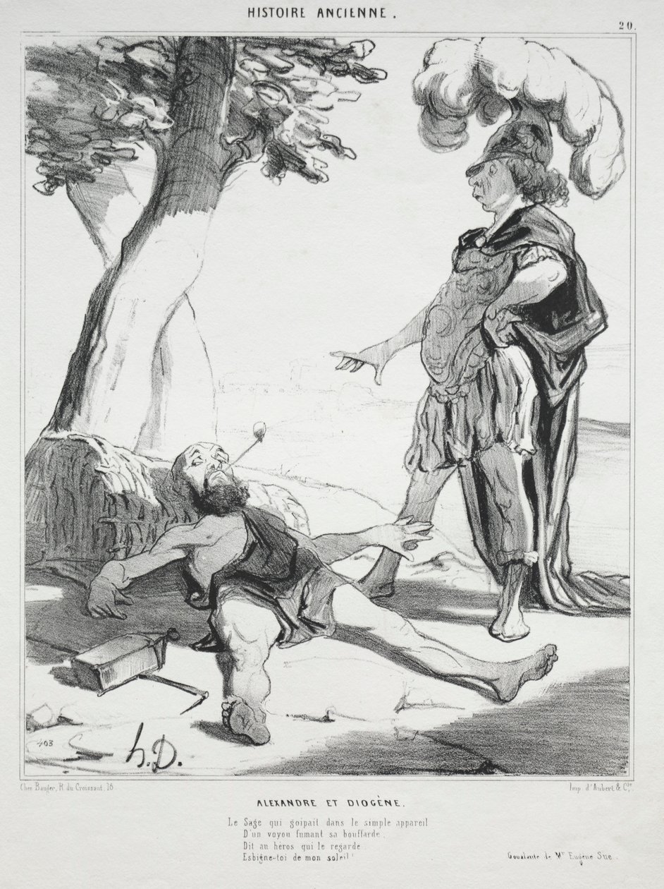 Ókori történelem, 20. tábla: Sándor és Diogenész, 1842. augusztus 14. alkotó: Honoré Daumier