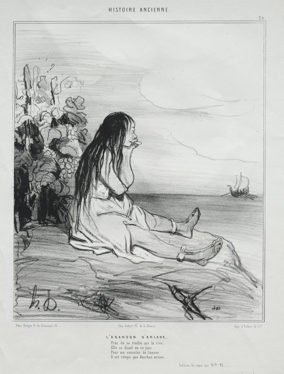 Ókori történelem, 24. tábla: Ariadné elhagyása, 1842. szeptember 4. alkotó: Honoré Daumier