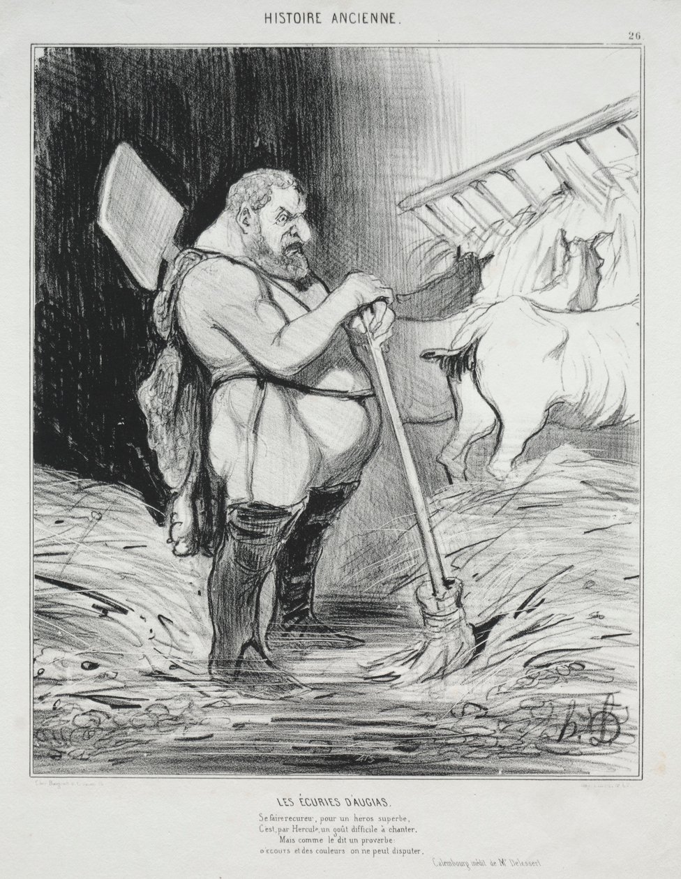 Ókori történelem, 26. tábla: Augeas istállója, 1842. szeptember 25. alkotó: Honoré Daumier