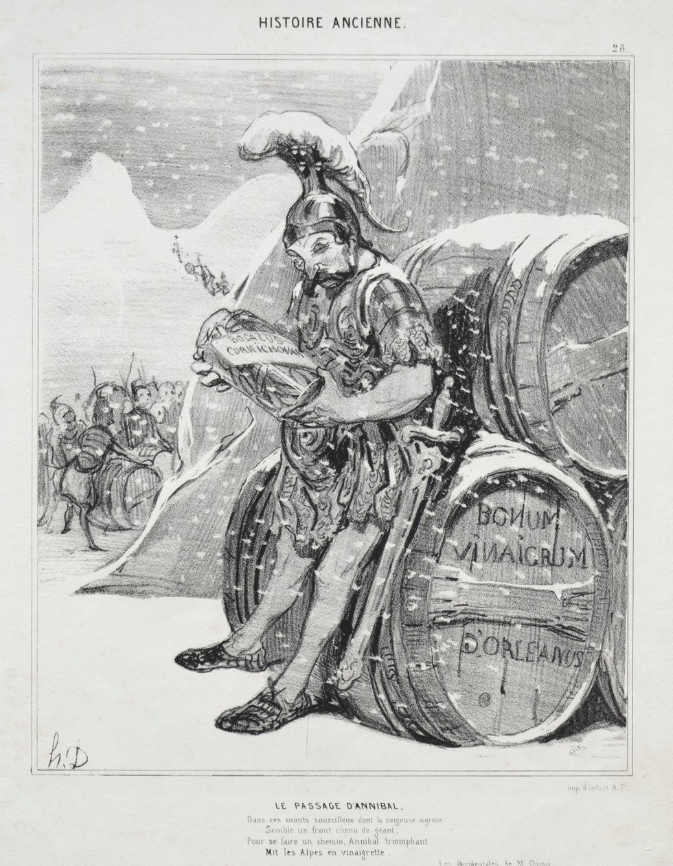 Ókori történelem, 28. tábla: Hannibal átvonulása, 1842. október 6. alkotó: Honoré Daumier