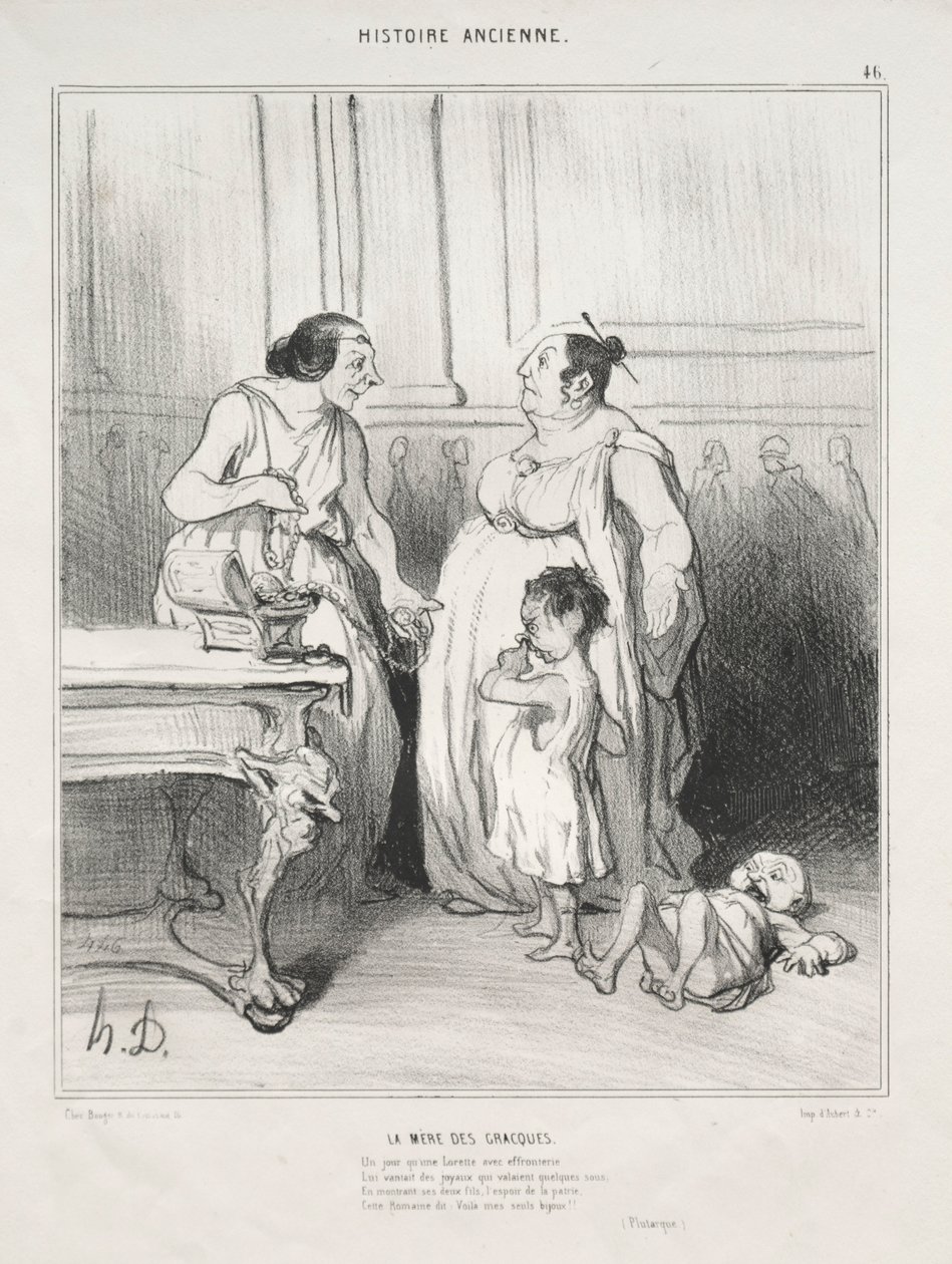 Ókori történelem, 46. tábla: A Gracchi anyja, 1842. alkotó: Honoré Daumier