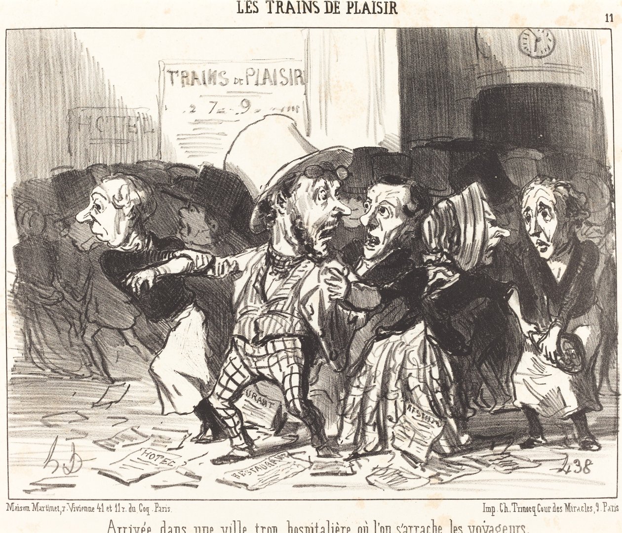 Érkezés egy túl vendégszerető városba... alkotó: Honoré Daumier