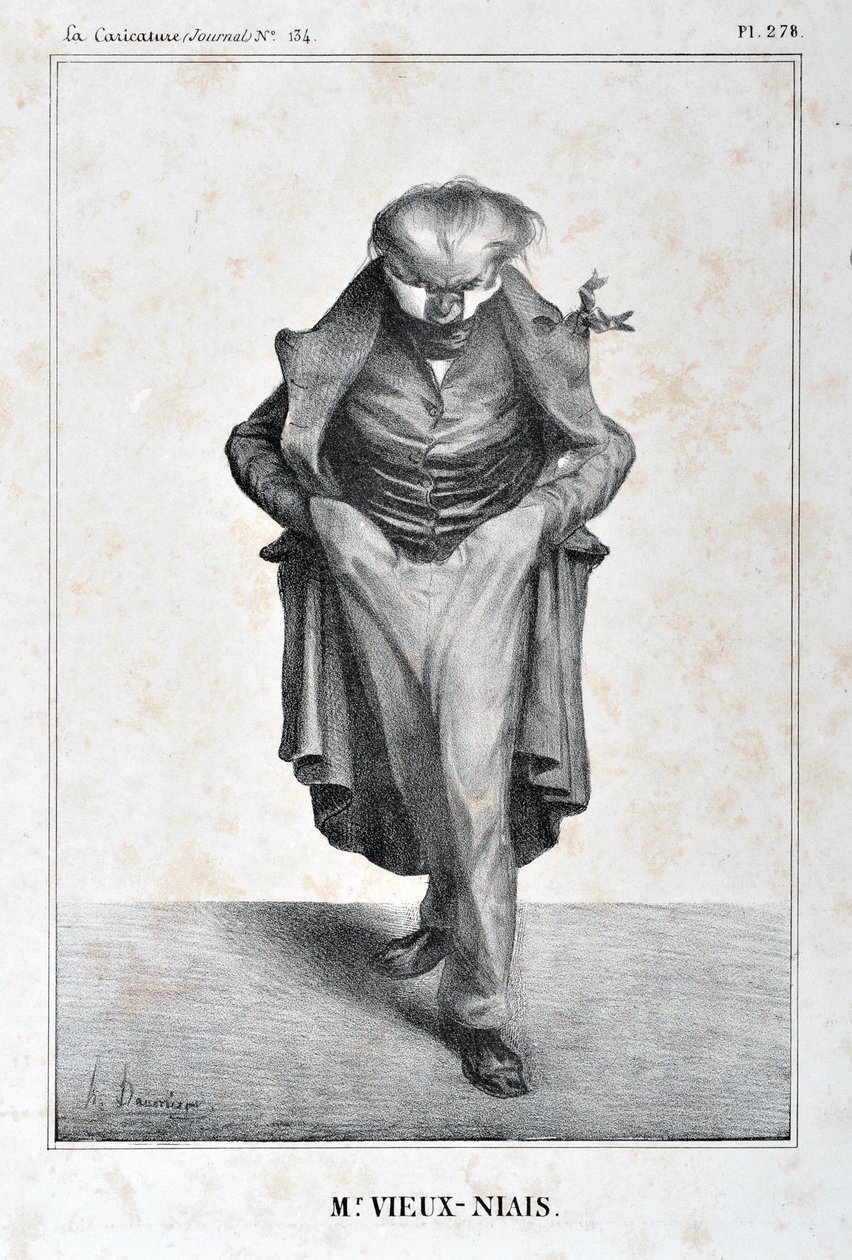 Honore Daumier (1808-1879) műve. A Charivari 1833-ból származik: Serie Celebrites de la Caricature "M. Vieux-Niais" MUSEE DES BEAUX ARTS - PALAIS LONGCHAMP, MARSEILLE alkotó: Honoré Daumier
