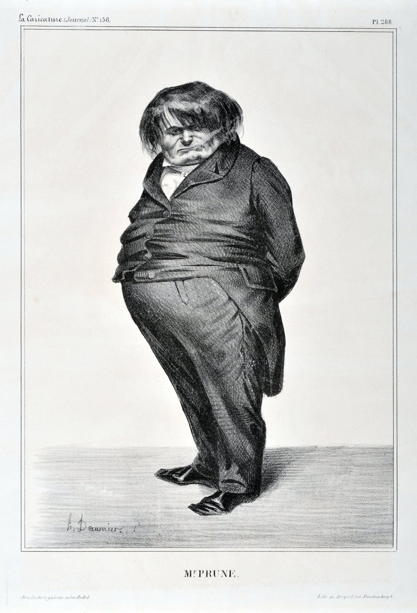 Honore Daumier (1808-1879) alkotásai. Charivari 1833-ból származik: Serie Celebrites de la Caricature "" M. Plum"" SZÉPMŰVÉSZETI MÚZEUM - PALAIS LONGCHAMP, MARSEILLE alkotó: Honoré Daumier