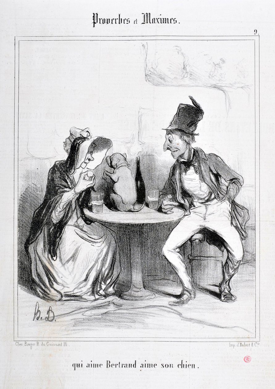 Honore Daumier (1808-1879) alkotása. Charivari 1840-ből származik: Serie PROVERBS ET MAXIMES „” aki szereti Bertrandot, az szereti a kutyáját”” MUSEE DES BEAUX ARTS – PALAIS LONGCHAMP, MARSEILLE alkotó: Honoré Daumier