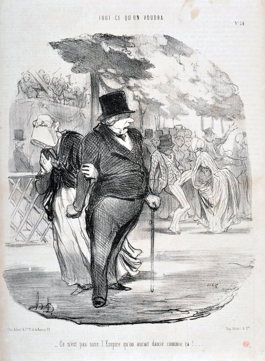 Honore Daumier (1808-1879) alkotásai. A Charivari 1849-ből származik: Serie ALL WHET WILL WILL "" Nem a Birodalom alatt táncolnánk így!..." SZÉPMŰVÉSZETI MÚZEUM - LONGCHAMP PALOTÁ, MARSEILLE alkotó: Honoré Daumier