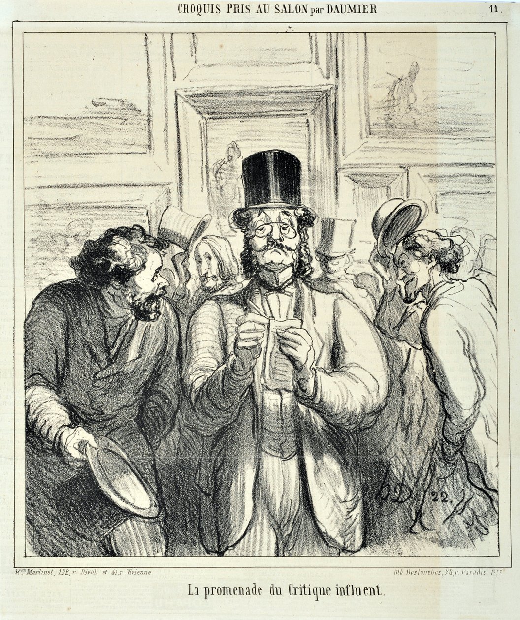 Honore Daumier (1808-1879) alkotásai. Charivari 1865-ből származik: Sorozatvázlatok a Salon La promenade du Critique befolyásos MUSEE DES BEAUX ARTS-ban – PALAIS LONGCHAMP, MARSEILLE alkotó: Honoré Daumier