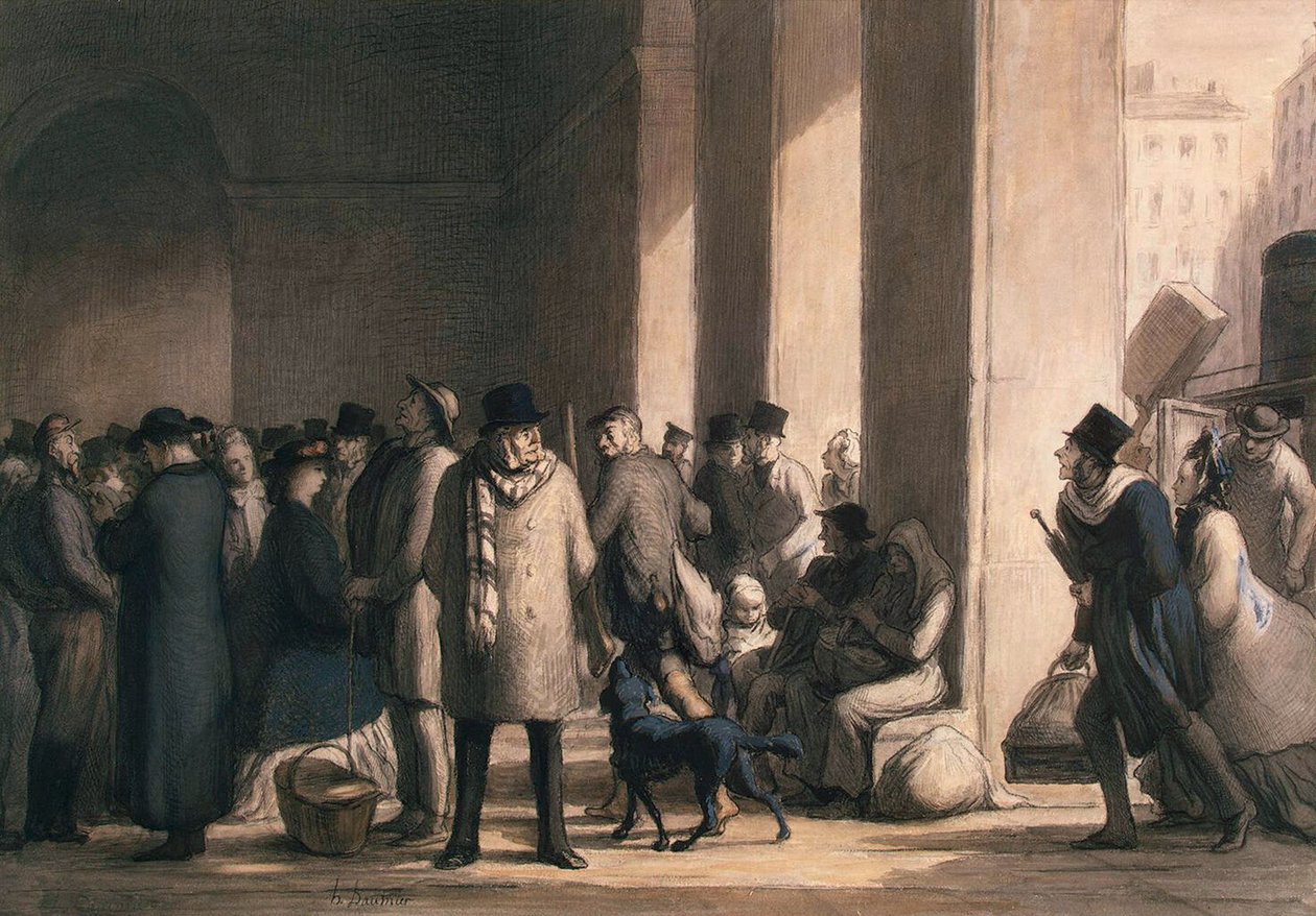 A Gare Saint-Lazare-ban, 1860-as évek. alkotó: Honoré Daumier
