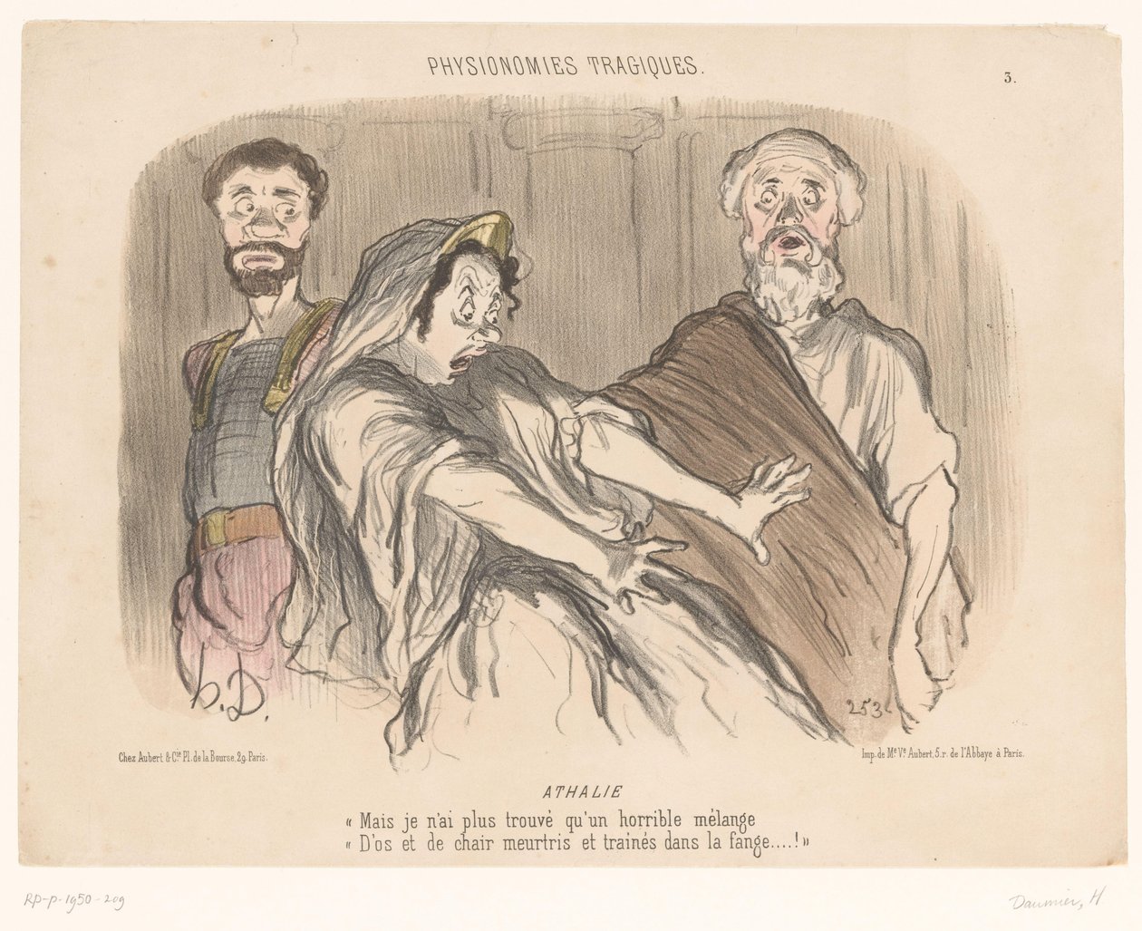 Atalja félelmetes látomást lát Athalie (cím a tárgyon) Tragikus arcok (sorozat címe) Physionomies tragiques (sorozat címe a tárgyon) alkotó: Honoré Daumier