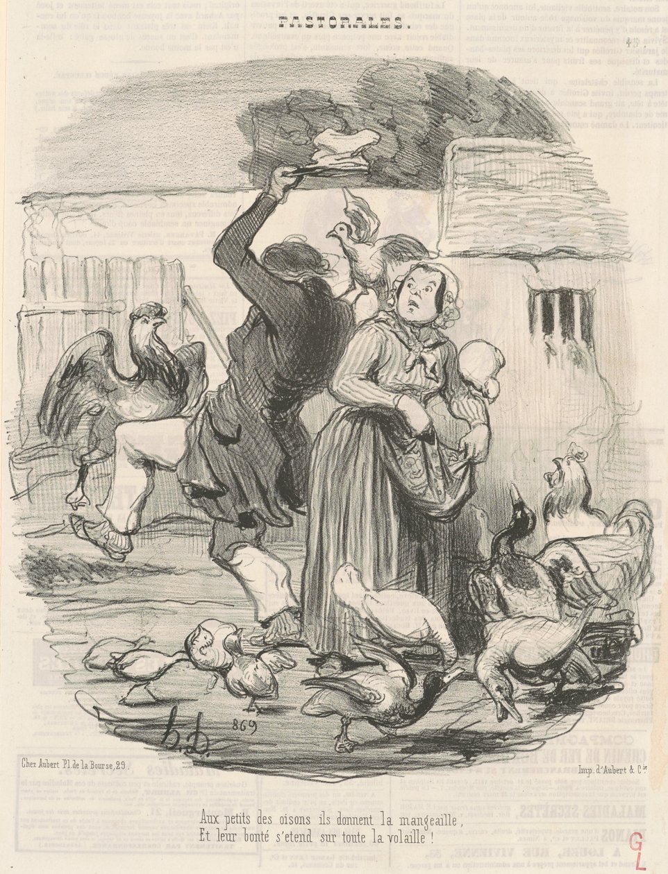 A kislibák fiainak enni adnak... alkotó: Honoré Daumier