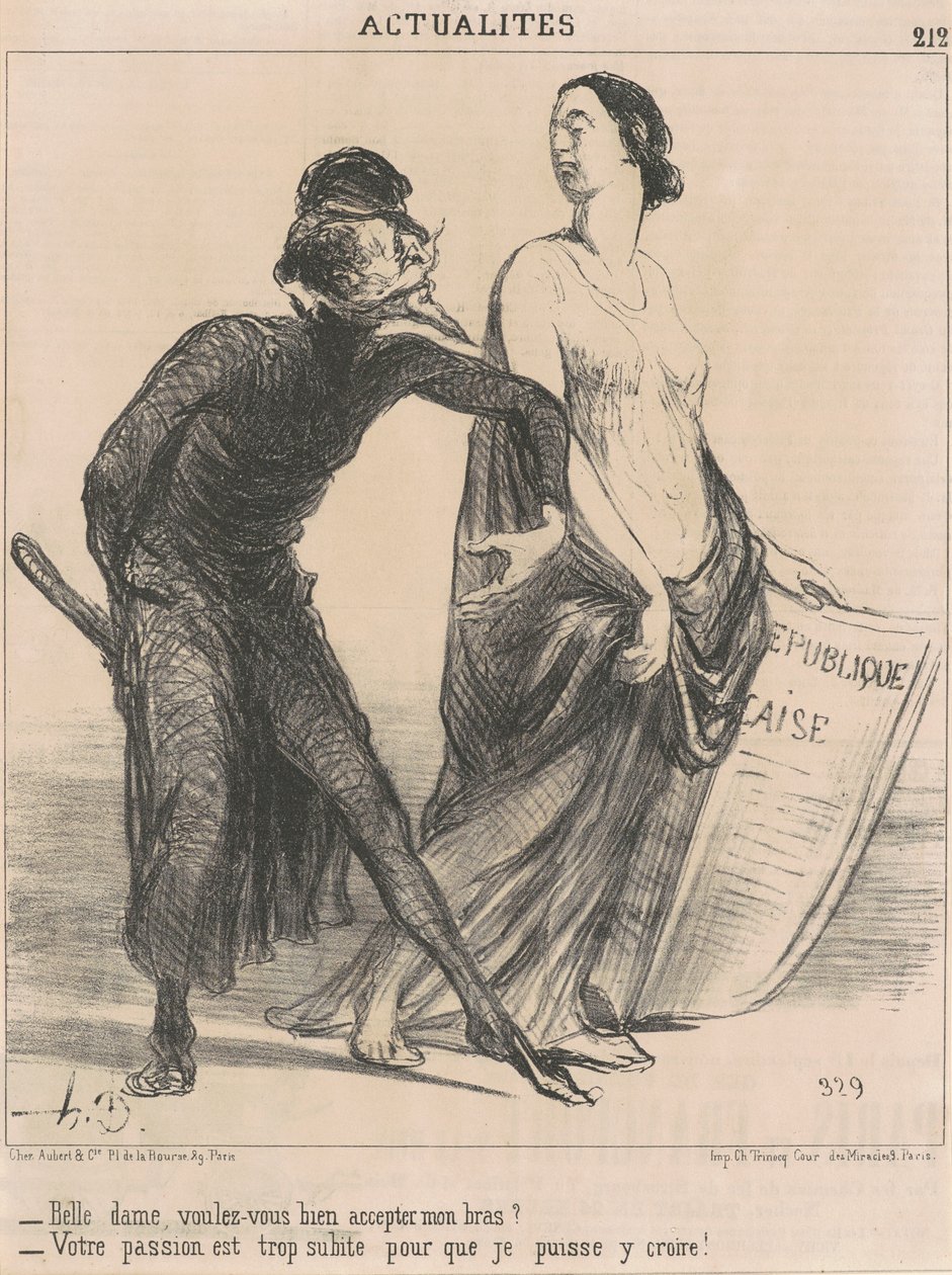 Gyönyörű hölgy, elfogadnád a karomat? alkotó: Honoré Daumier