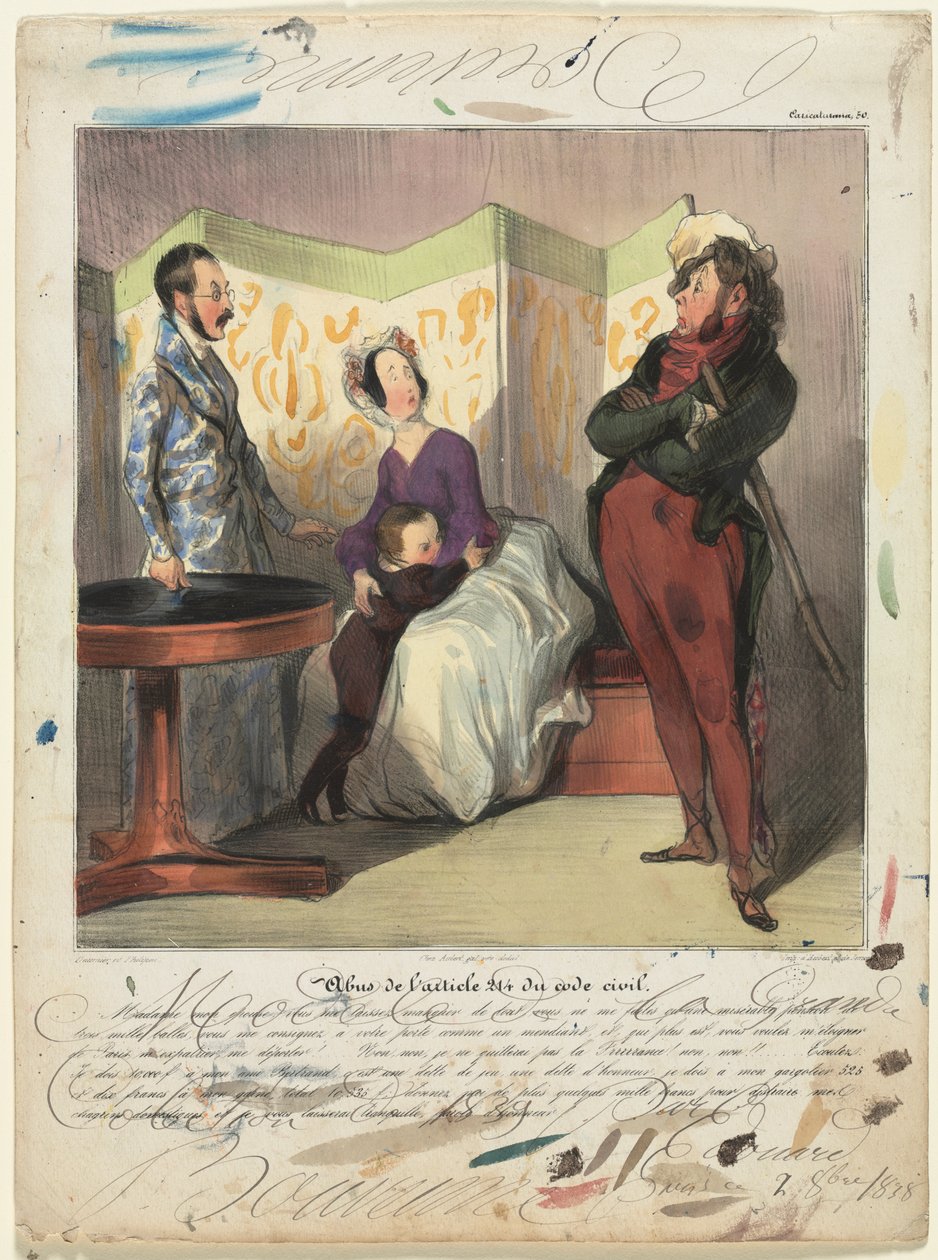Caricaturana (50. tábla): A Polgári Törvénykönyv 24. cikkének megsértése alkotó: Honoré Daumier