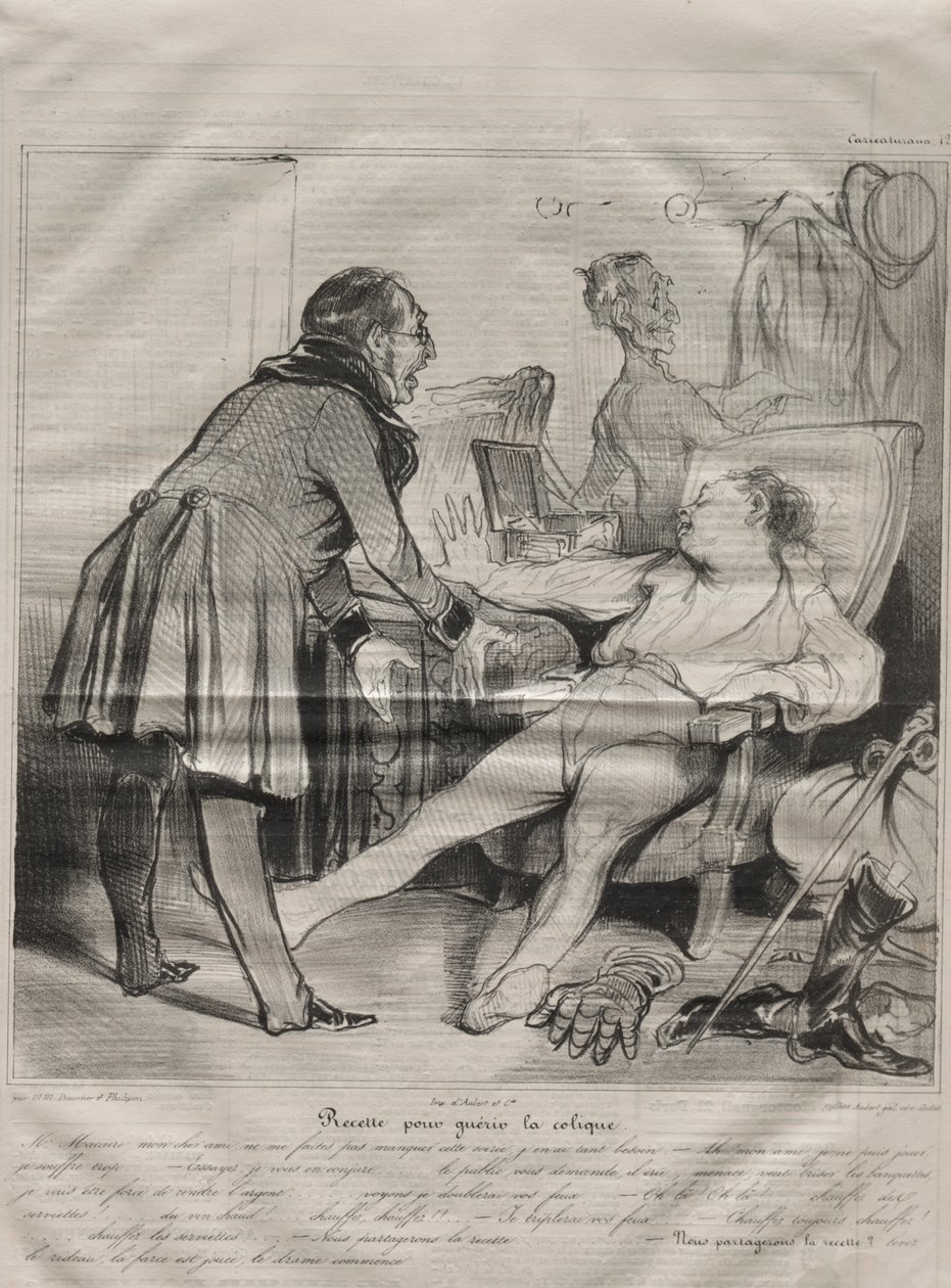 Caricaturana, 72. lemez: Recept a kólika gyógyítására alkotó: Honoré Daumier