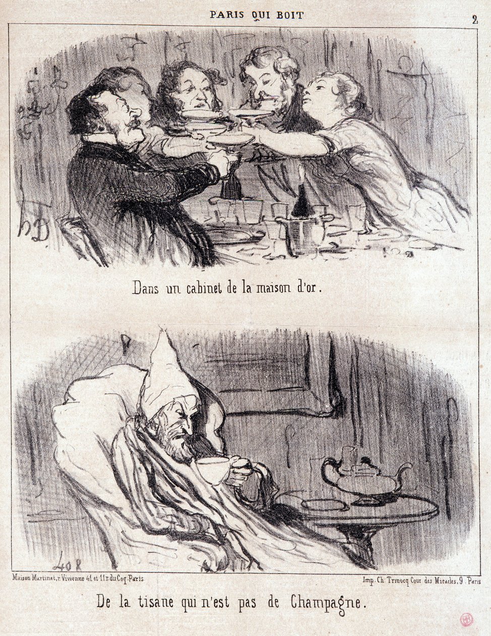 Karikatúra a gasztronómiai visszaélésekről. Serie "Paris qui drinks": "a house d